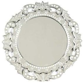 Round Floral Frame Etched Venetian Mirror