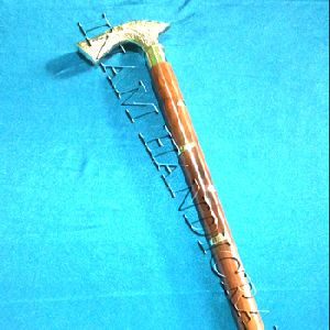 Wooden walking stick with brass derby handle