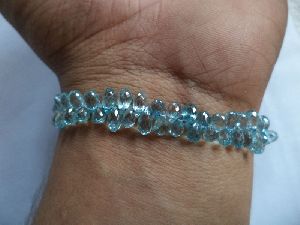 Natural blue zircon briolettes bracelet