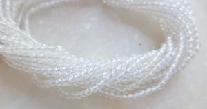 Natural WHITE TOPAZ MICRO CUTTING Faceted bead