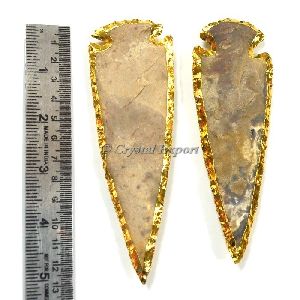 Agate 5 Inch Gold Plated Arrowhead