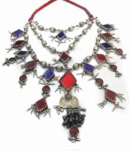 RAJASTHANI OLD SILVER MULTICOLORED 925 NECKLACE