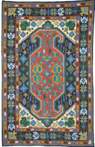 CHAINSTITCH TAPESTRY WOOLEN RUG KILIM, MULTICOLOR EMBROIDERY 2.5X4 FEET