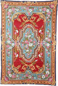 CHAINSTITCH TAPESTRY WOOLEN RUG, MULTICOLOR EMBROIDERY 6X4 FEET