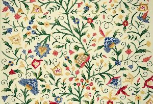 Cotton Crewel Embroidered Fabric 