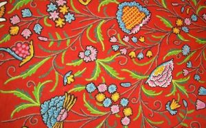 Cotton Crewel Embroidered Fabric 