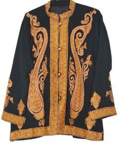 EMBROIDERED WOOLEN JACKET BLACK, RUST AND OLIVE EMBROIDERY