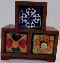 wooden ceramic spices box