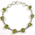 925 silver peridot rough stone bracelet