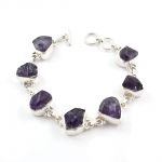 925 silver rough amethyst stone bracelet