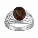 Solid 925 Silver Hessonite Garnet Ring For Men