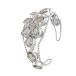 Sterling silver green amethyst cuff bracelet