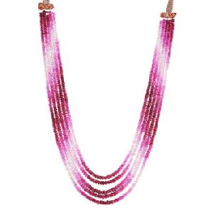 Synthetic Ruby Corundum Beaded Shaded Necklace