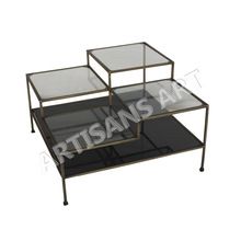 Cocktail Coffee Table with Glass Shelf