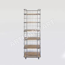 Metal Wood Display Rack on Wheels