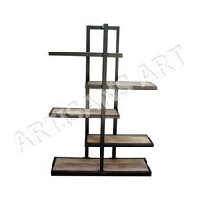 Metal Wood Industrial Bookshelf