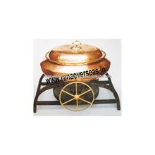 Brass Chafing Dish With Iron Metal Base.