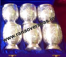 Brass Metal Silver Plated Glass Set