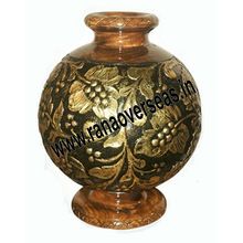 Decorative Hand Made Carving Painted Wooden Flower Vase