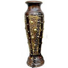 New Designs Brass Inlay Wooden Flower Vase