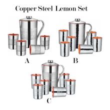 Stainless Steel Copper Jugs With Glass Tumbler Set