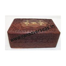 Wooden Brass Inlay Elephant Shape Choclate Box