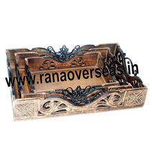 Wooden Carved Iron Combination Tray
