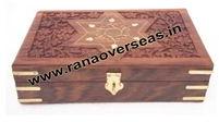 Wooden Carving Brass Inlay Square Shape Choclate Box