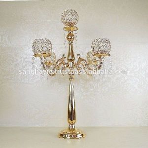 HAND MADE CRYSTAL METAL CANDELABRA