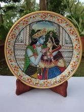 Marble Plate Hindu God Krishna Radha Miniature Painting