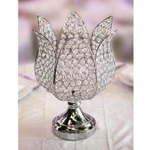 silver crystal lotus candle stand