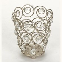 silver crystal votive candle holder