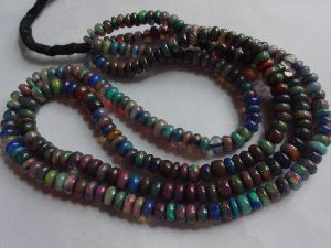 Black Ethiopian Opal Smooth Plain Beads