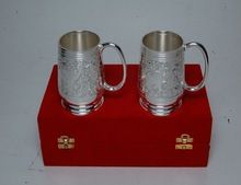 Brass wine mug silver plated
