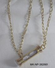Brass Sand Clock Pendant Necklace
