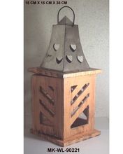 Metal Top Wood Lantern