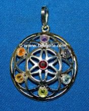 Chakra Domed Metal Pendant