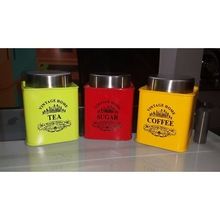 tea coffee sugar metal color printed canisters