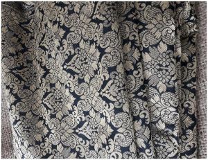 Jaquard Embroidery Brocade Silk Black Fabric