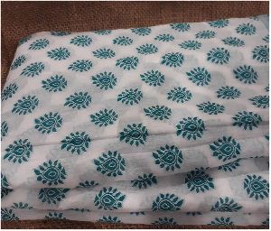 White Green Jaquard Brocade Embroidery Cotton Fabric