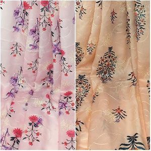 Printed Embroidered Modal Satin Fabric