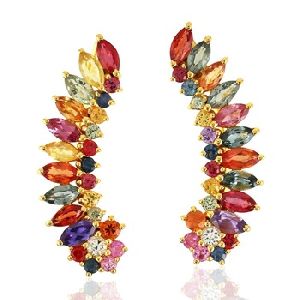 Ear Climber Precious Stone Earring