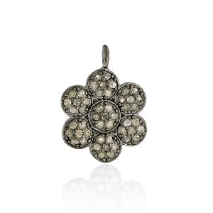 Flower Design Charm Silver Pendant