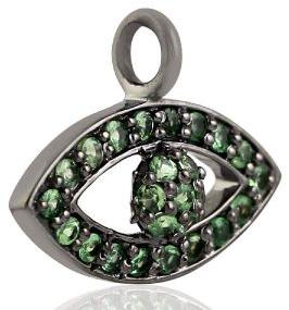 Gemstone Evil Eye Design Charm Silver Pendant