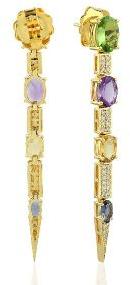 Genuine Diamond Amethyst Citrine Dangle Earring