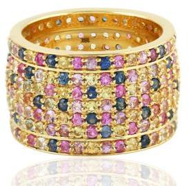 Gold Multi Sapphire Beautiful Women Band Ring