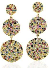 Gold Multi Sapphire Beautiful Women Dangle Earring