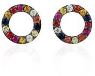 Gold Multi Sapphire Stud Earring