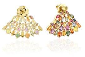 Gold Multi Sapphire Women Stud Earring