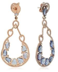 Pave Diamond Sapphire Dangle Earring